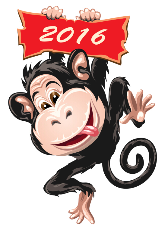 おかしい猿と2016新年ベクトル01 猿 新しい 年 おかしい 2016   