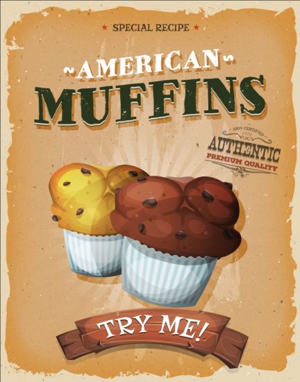 Affiche de muffins Vintage Vector vintage Muffins affiche   
