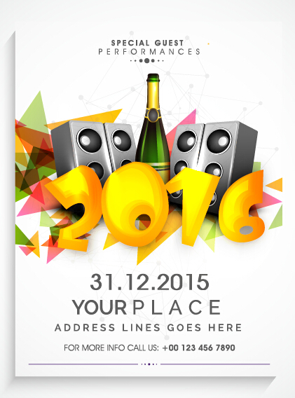 Neujahr 2016 Party-Flyer Vektormaterial 10 party Neu material Jahr flyer 2016   