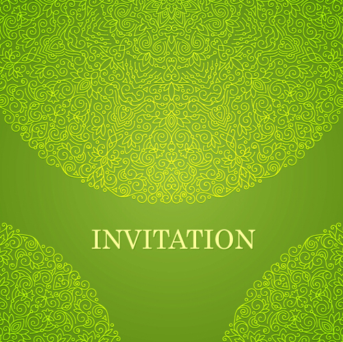 Invitation florale fleuri carte vert styles vecteur 09 vert styles invitation floral fleuri carte   