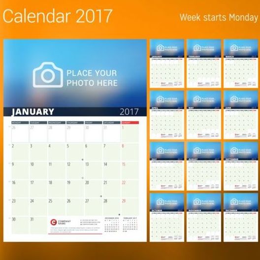 フォトディスクカレンダー2017ベクトルセット02 写真 ディスク カレンダー 2017   