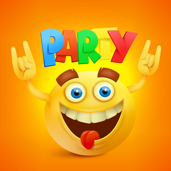 Smiley Emoticon gelbes Gesicht mit Party-Vektor 03 smiley party Gesicht gelb emoticon   