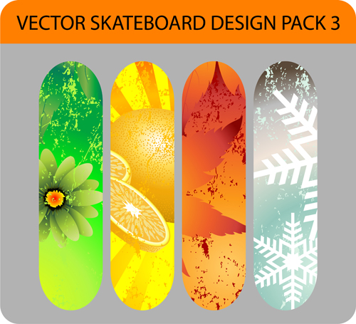 Stilvoller floraler Skateboard-Vektor Set 11 stylish skateboard floral   