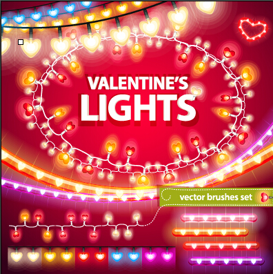 Valentinstag farbige Lichtränder mit Frame-Vektor Valentinhalt Valentine Ränder Rahmen Licht farbig   