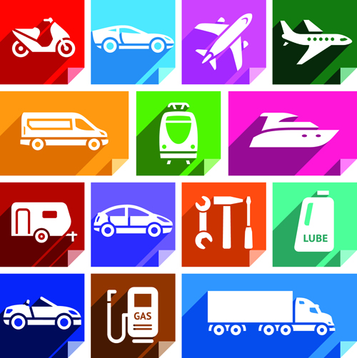 Verschiedene Transportsymbole setzen Vektor 01 Various transport icons icon   