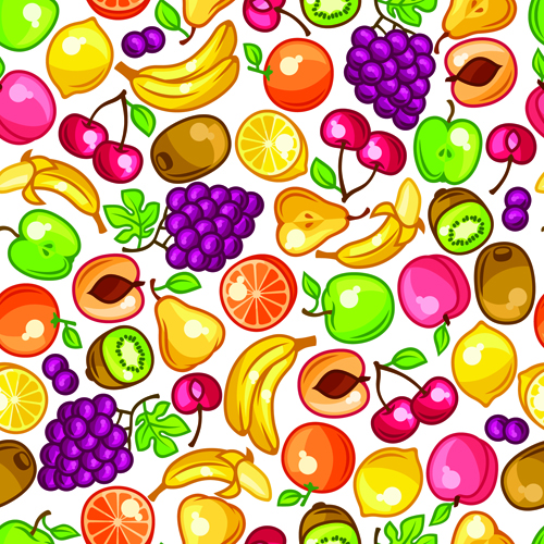 Graphiques de motif sans soudure de fruit frais de vecteur sans soudure motif fruits frais   