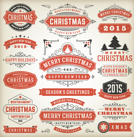 Vintage 2015 Weihnachtslabels Kreativvektor 05 Weihnachten vintage labels Kreativ 2015   