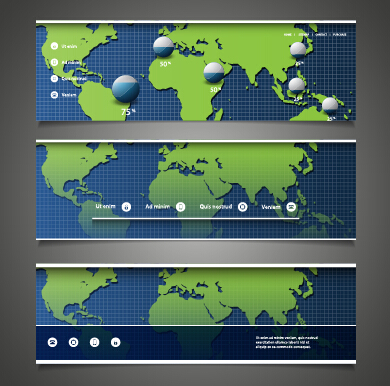 Mappemonde et bannières modernes vecteur 01 moderne cartes carte du monde bannières Bannière   