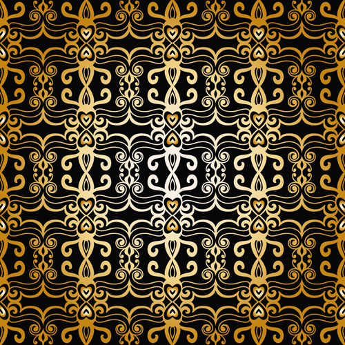 Luxuriöses goldenes Muster nahtloser Vektorhintergrund 01 Vorlage nahtlos Muster luxuriös Hintergrund Goldmuster   