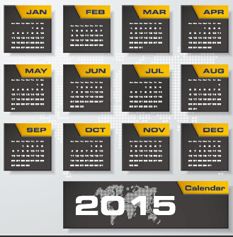 2015会社のカレンダー黒の黄色のスタイルのベクトル08 黄色 会社 ブラック カレンダー 2015   