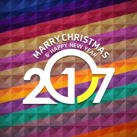 2017 Noël et nouvel an avec vecteur de fond géométrique 09 Noël neuf géométrique fond année 2017   