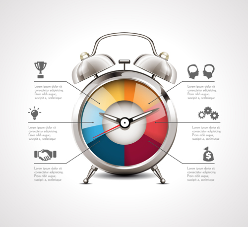 Réveil Vector infographies infographies horloge alarme   