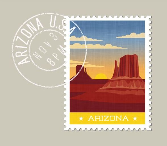 Arizona Briefmarkenvorlage Vektor Stempel Porto Arizona   