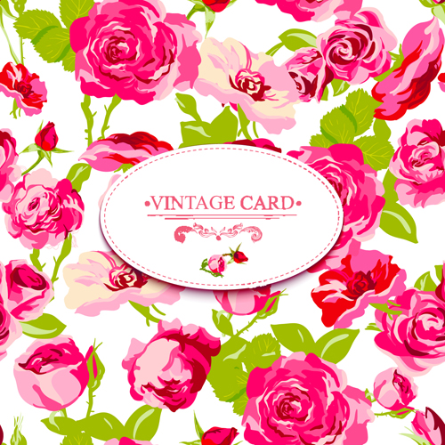 Belles roses avec des cartes Vintage vecteur créatif 04 vintage roses creative cartes carte Belle   