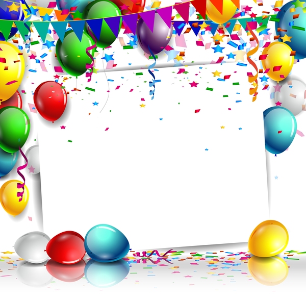 Geburtstagskarte mit farbigen Luftballons und leerem Papiervektor 04 papier Luftballons Karte Geburtstag farbig blank   