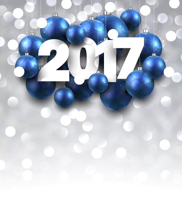 青のクリスマスボール2017新年輝く背景ベクトル04 青 輝く 新しい 年 ボール クリスマス 2017   