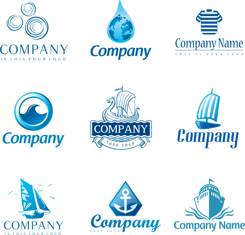Blue Stiles Firmenlogos Vektoren setzen 01 logos Firma Blau   
