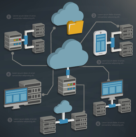 Business-Server und Datenbank-Media-Vektorvorlagen 05 Vorlage server Medien Datenbank business   