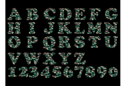 カモフラージュアルファベットフォントベクトル01 迷彩 フォント アルファベット   