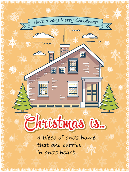 Cartes de voeux de Noël avec la maison vecteur 10 salutation Noël maison cartes   