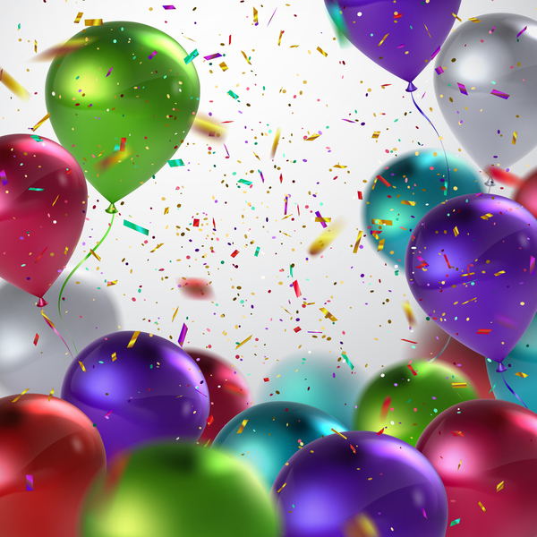Vecteur coloré de fond d’anniversaire de ballon et de confettis confettis coloré ballon Anniversaire   