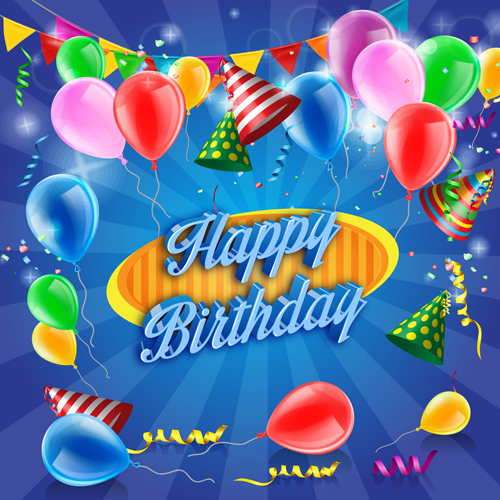 Konfetti mit farbigen Luftballons Geburtstagshintergrund 04 Luftballons Konfetti Hintergrund Geburtstag farbig ballon   