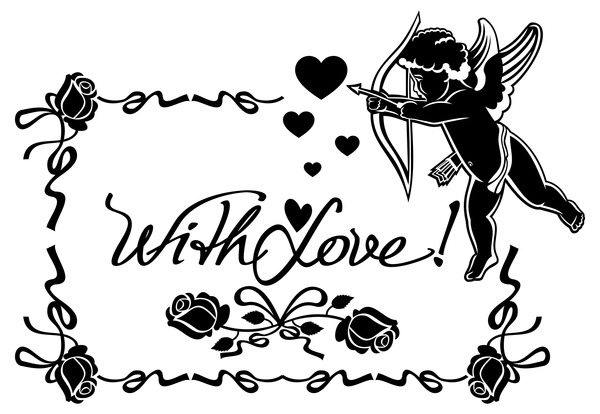 Cupidon avec la Saint-Valentin décoratif silhouettes vecteur 07 Valentine silhouettes décoratif Cupidon   