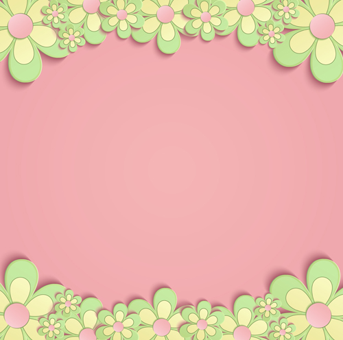 ピンクの背景ベクトルとかわいい紙の花 Gooloc