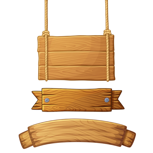 Différentes formes bannières en bois vecteur 02 formes en bois différentes bannières   