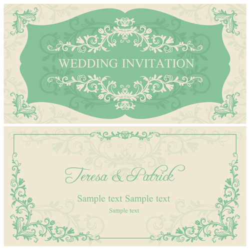エレガントな花飾りの結婚式の招待状ベクトルカード03 装飾的な 結婚式 招待状 フローラル カード エレガントな   