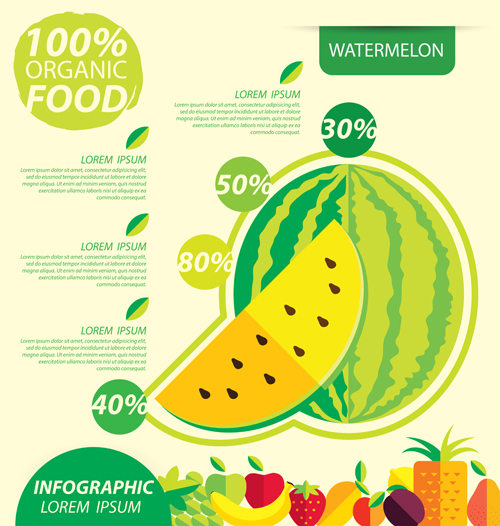 Modèle de vecteurs infographiques de fruits plats 03 plat modèle infographie fruits   