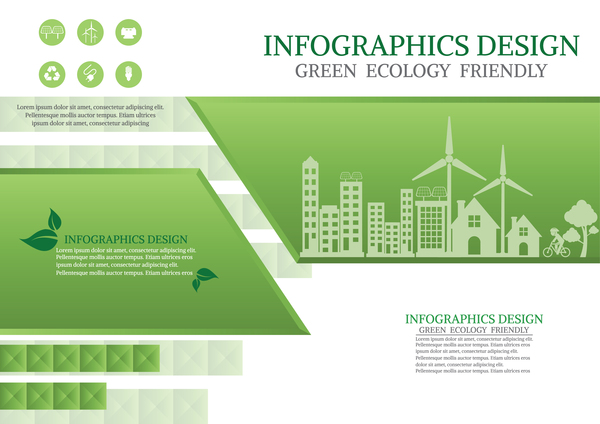 Grüne Ökologie freundliche Infografie-Gestaltungsvektor 15 Ökologie Infografik grün freundlich   