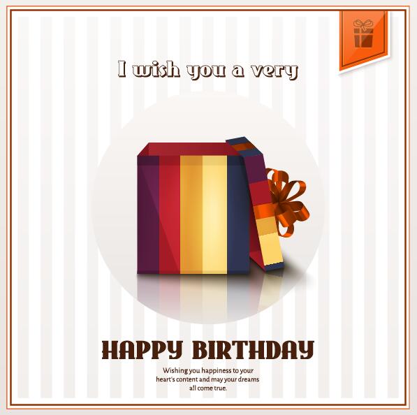 Glückliche Geburtstagskarten mit Geschenkkarton Vektormaterial Kasten Karten happy Geschenk Geburtstag   