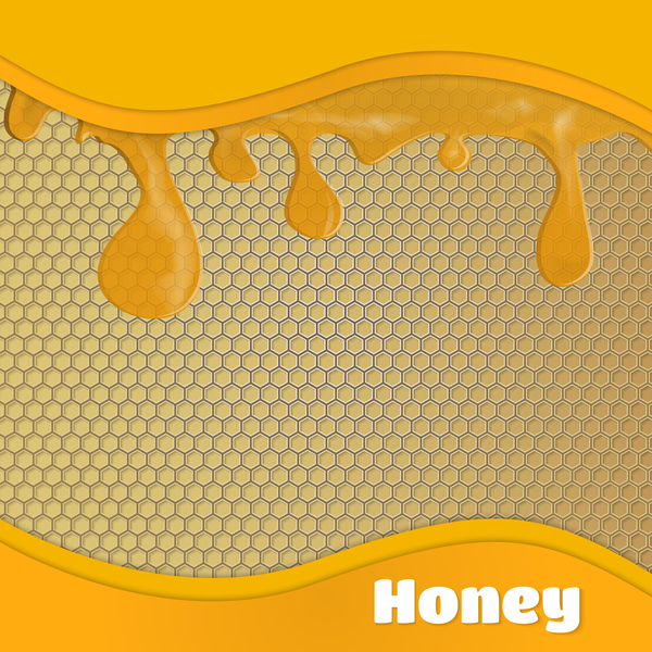 Fond en nid d’abeille avec le vecteur de goutte de miel nid d’abeille miel goutte   