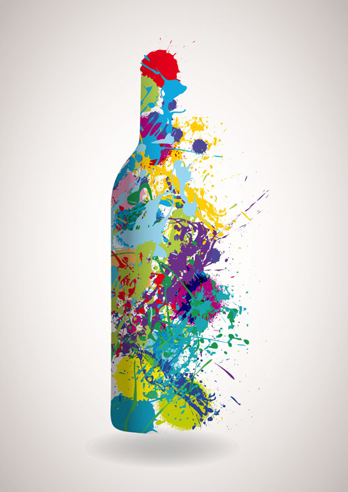 Fond de bouteille de vin aquarelle d’huile huile bouteille de vin bouteille aquarelle   