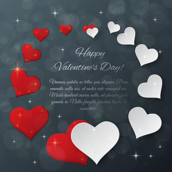Rouge avec le cadre blanc de coeur avec le vecteur de carte de jour de valentines foncé Saint-Valentin rouge Foncé coeur carte cadre blanc   