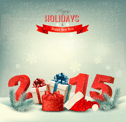 Retro 2015 Neujahr Urlaubsvektor Hintergrund 03 Urlaub Retro-Schrift Neujahr Hintergrund   