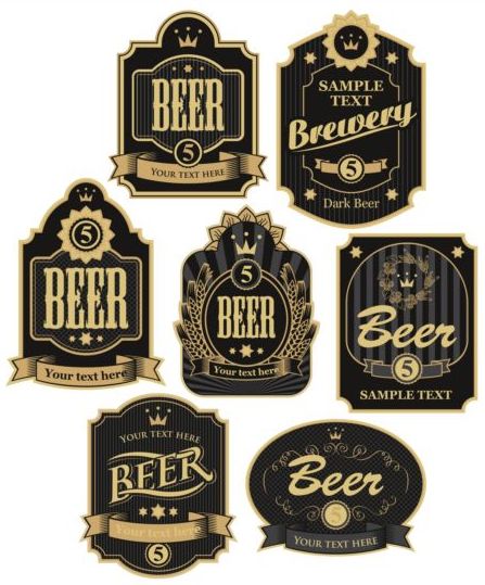 Retro Brauerei-Label-Aufkleber Vektor 04 sticker Retro-Schriftart label Brauerei   
