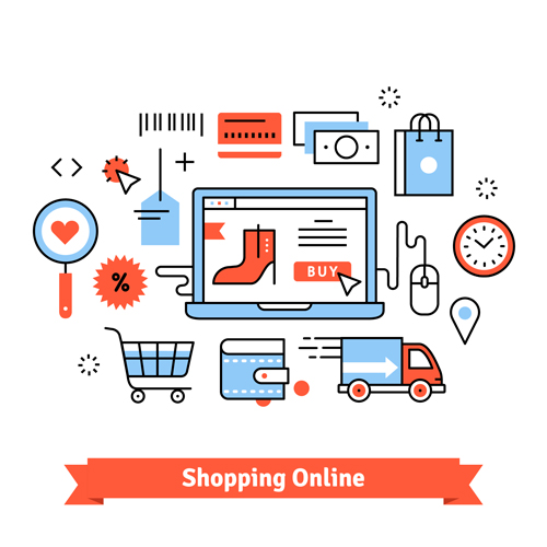 Shopping modèle d’affaires en ligne vecteur 01 shopping en ligne Affaires   