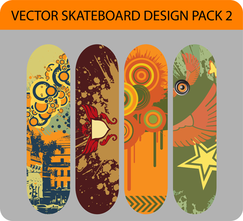 Stilvoller floraler Skateboard-Vektor Set 10 stylish skateboard floral   