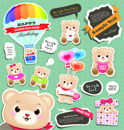 Super niedliche Teddybären-Design Vektorgrafik 01 Vektorgrafik Teddybär super cute   