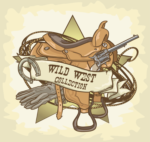 Vector Wildwest-Jahrgangs-Labels 04 wild west vintage labels   