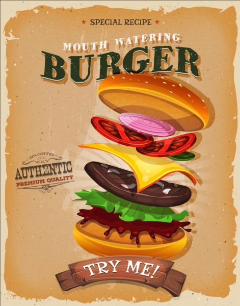 Vintage Fast Food affiche design vecteur 09 vintage nourriture fast affiche   