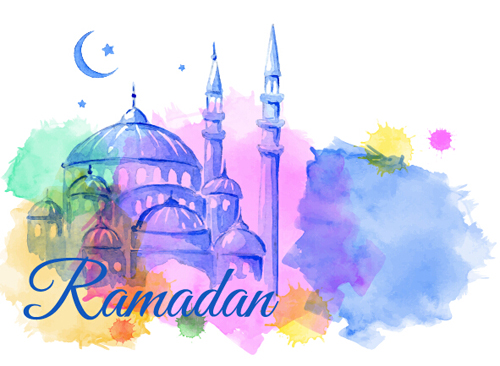 Aquarellzeichnung ramadan Kareem Vektorhintergrund 03 Zeichnung ramadan kareem Aquarell   