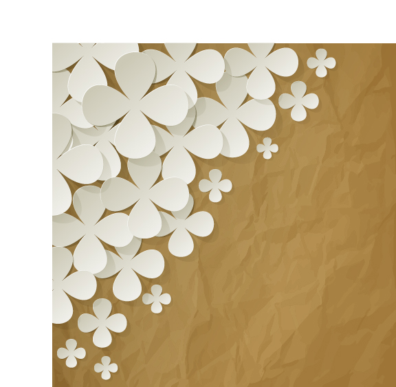 Weiße Papierblume mit braunem Papiervektorhintergrund weiß papier Hintergrund braun Blume   