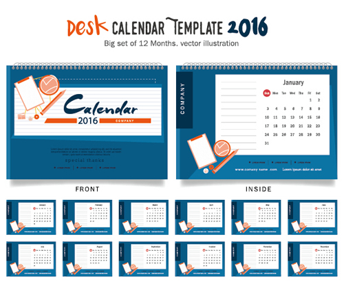 2016 Neujahr Schreibtisch Kalender Vektormaterial 30 Schreibtisch Neujahr Kalender Jahr 2016   
