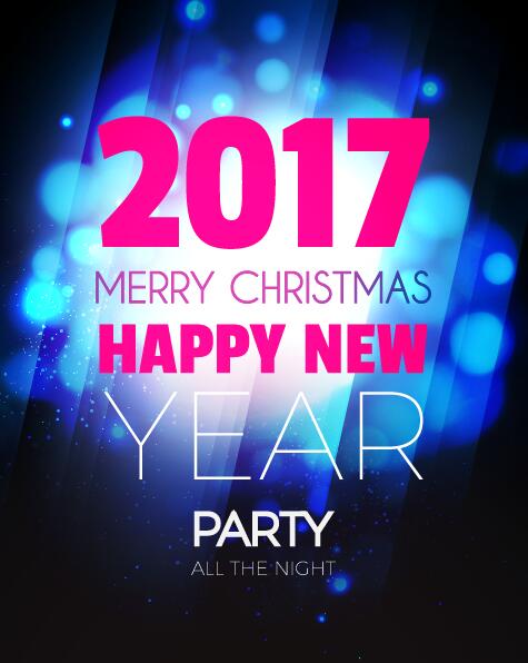 2017 Neujahr mit Weihnachts-Party-Flyer Vektoren gesetzt 09 Weihnachten party Neu Jahr flyer 2017   