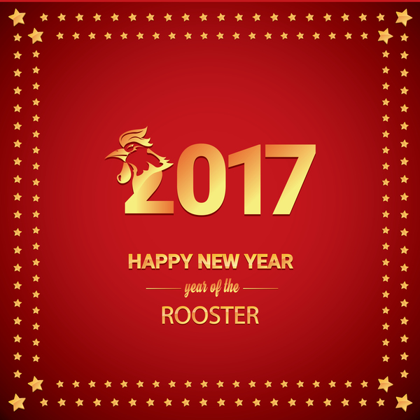 2017 chinesisches neues Jahr der Hahn mit Sterne Frame Vektor 02 Sterne Rahmen Neu Jahr Hahn Chinesisch 2017   