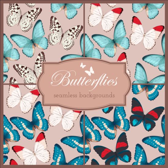 Schöne Schmetterlinge nahtlos Hintergrundvektor 04 Schön Schmetterlinge nahtlos Hintergrund   