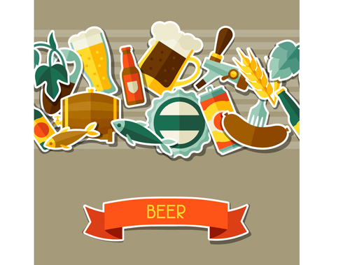 Bier-Flachstil Hintergrundvektordesign 03 Stil Hintergrund Bier   